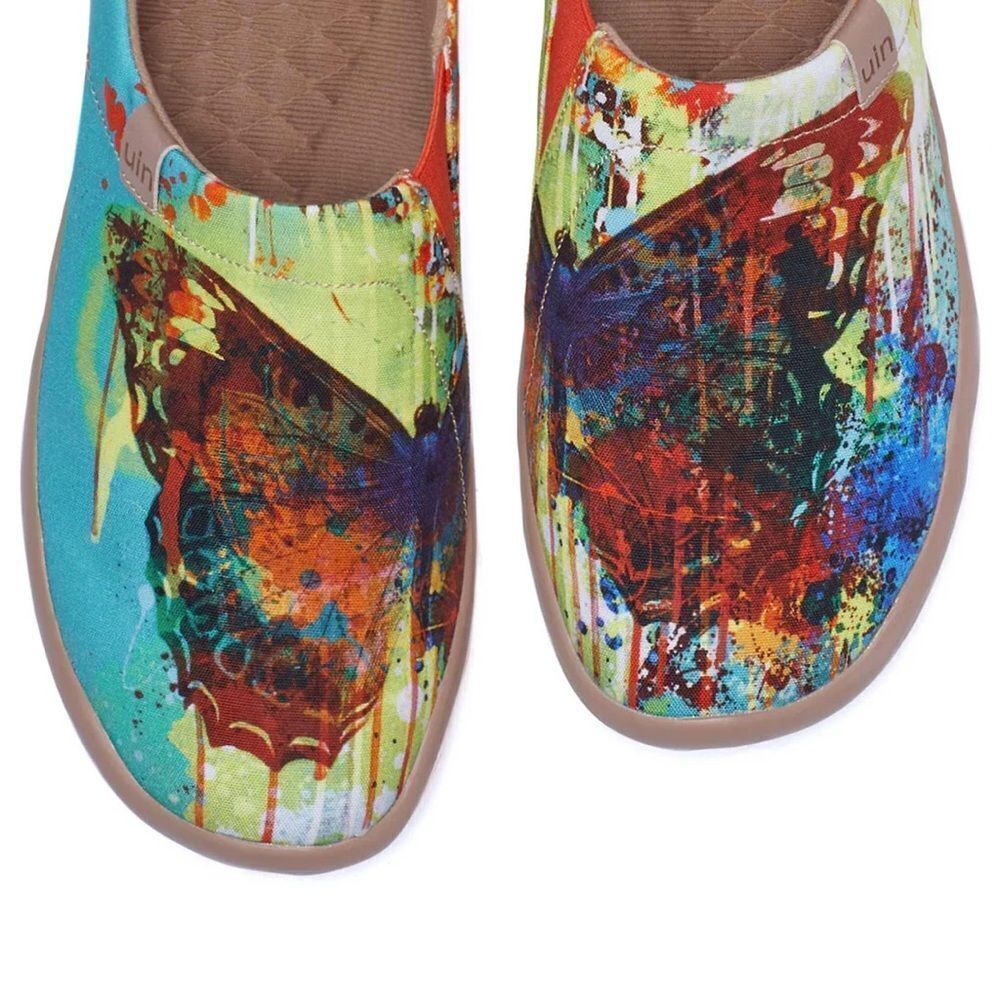 UIN Women's Sneaker Painted Canvas Slip-On Ladies Travel Shoes (Butterfly) - Picture 3 of 9